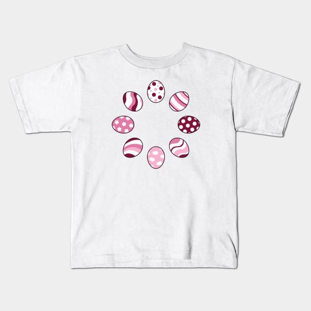 Eggs | Pink | Stripes | Dots | Clouds | White Kids T-Shirt by Wintre2